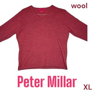 PETER MILLAR WOMENS SWEATER SZ XL V-NECK WOOL ITALIAN DESIGNER PULLOVER PINK